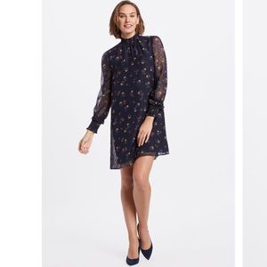 Draper James XS Navy Swiss Dot Smocked Dress